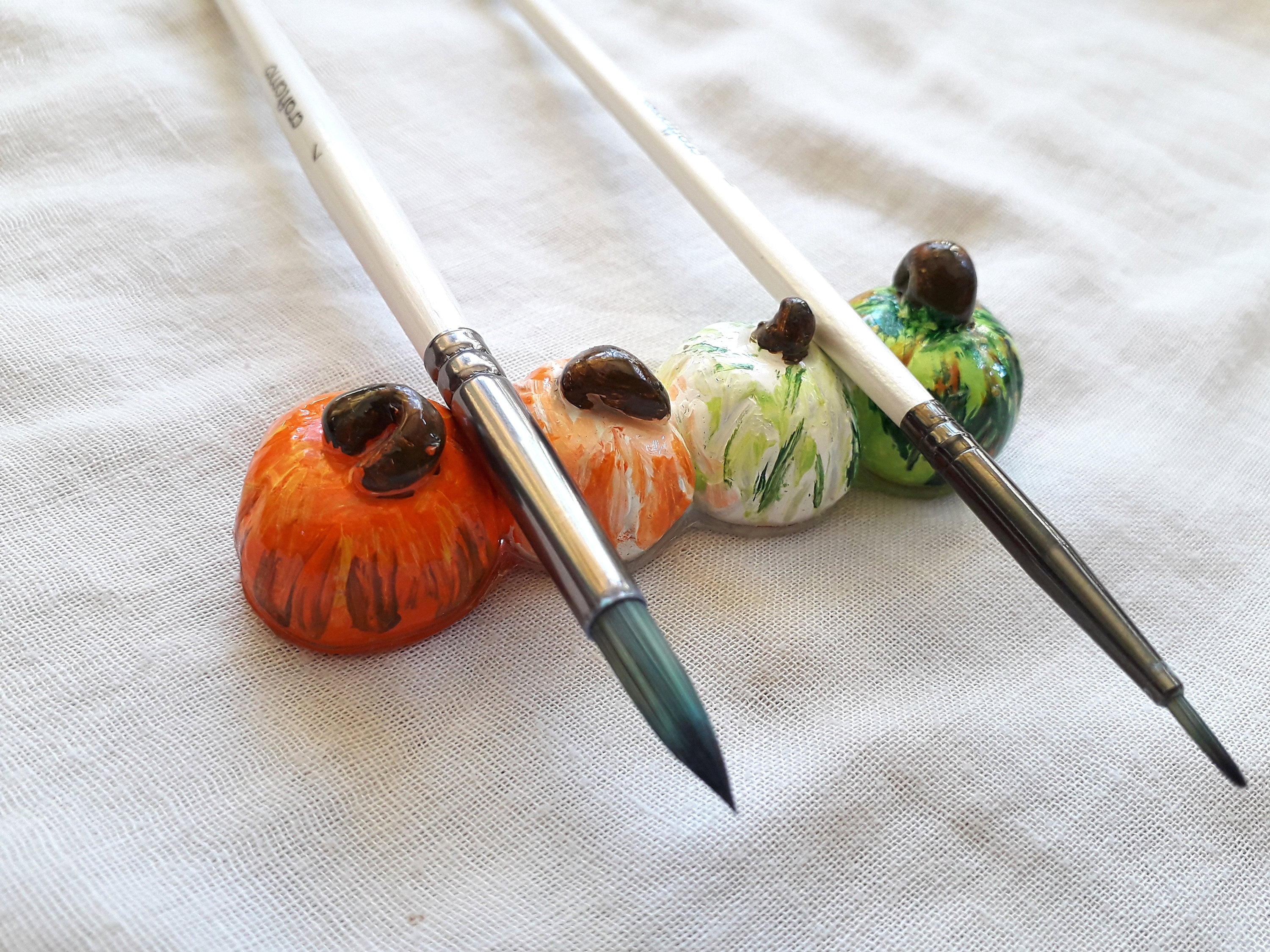 Brush rest PUMPKIN Paint brush Rest for artists Chopstick Etsy