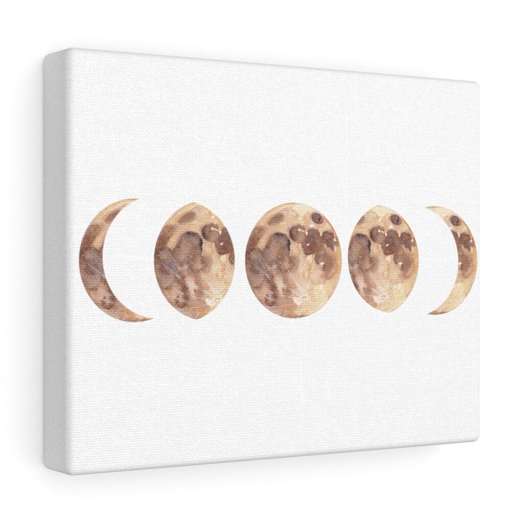 Boho Moon Phases Wall Art Moon Canvas Print Watercolor Etsy