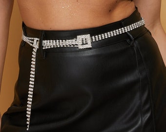 Rhinestone Belt, Women Crystal Belt, Silver Colour