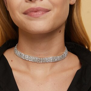 Thin diamond sales choker necklace