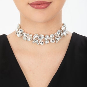 Crystal Choker Necklace - Statement Necklace - Rhinestone Choker Necklace - Diamond Bridesmaid Gift - Wedding Jewelry - Diamante Choker