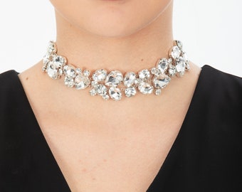 Kristall Choker Halskette - Statement Halskette - Strass Choker Halskette - Diamant Brautjungfer Geschenk - Hochzeitsschmuck - Diamante Choker