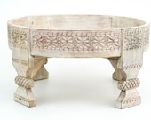 Wooden Indian Handmade Antique Carving Coffee Table ,Chakki Grinder Table
