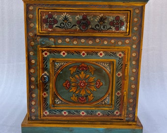 Wooden Indian Beatifull Painted Cupboard/Home Decor/Nightstand Table/Stroage Table/Painting Bedroom Table