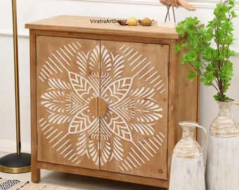 Indian Beautiful Solid Wood Storage Cabinet/Side Cabinet/Hand Carved Cabinet/ViratraArtDecor Cabinet/Jaipuri Furniture/Polished Wood Packing