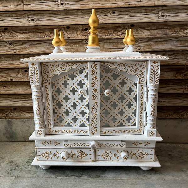 Wooden Mandir , Indian Home Decor Hindu Mandir For Wall Hanging Painted Pooja Ghar And Temple,Handicrafts Furniture