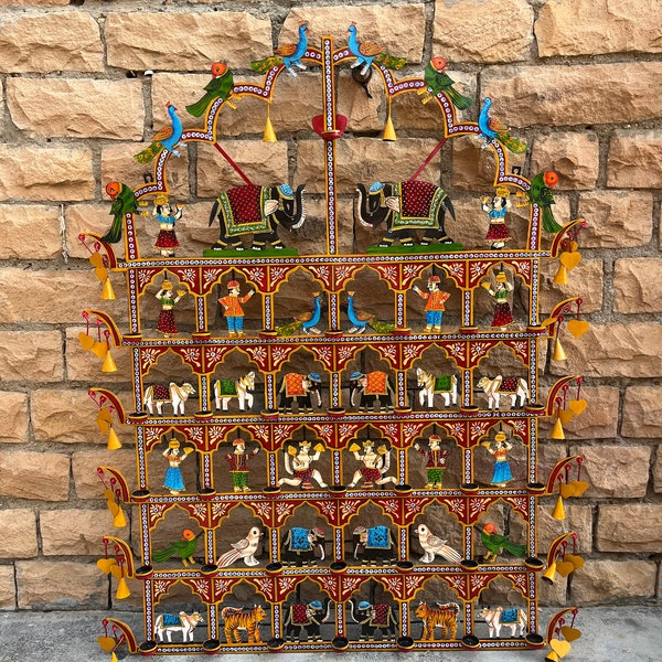 Wall Hanging Hindu Decor Painted Brass Furniture,Wall Decor Torn For Home,Indian Rajasthani Furniture