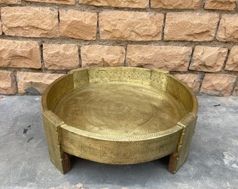 Beatiful Indian Full Brass Fitted With Panching Coffee Table,Chakki Table,Side Table,Round Dinner Table,Mail Table,Grinder Table