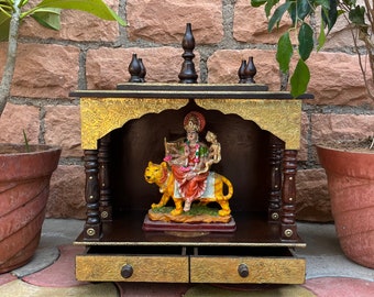 Wood MandirWooden Indian Solid Wood Polished Mandir With Brass Fitted Indian Pooja Mandir ,Wall Hanging temple,Pooja Stand