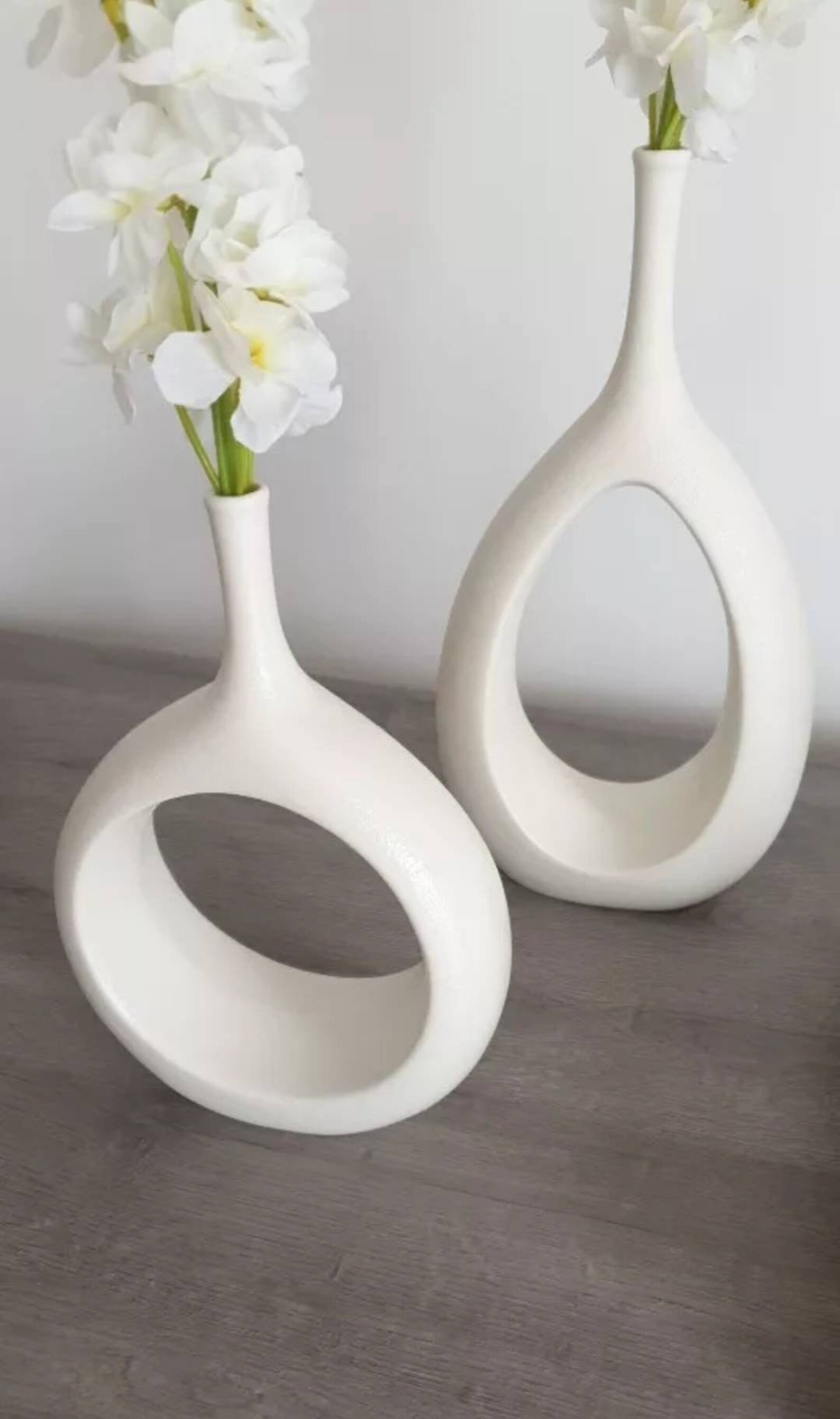Round Ceramic Donut Vase Set Modern Flower Vase Nordic Etsy