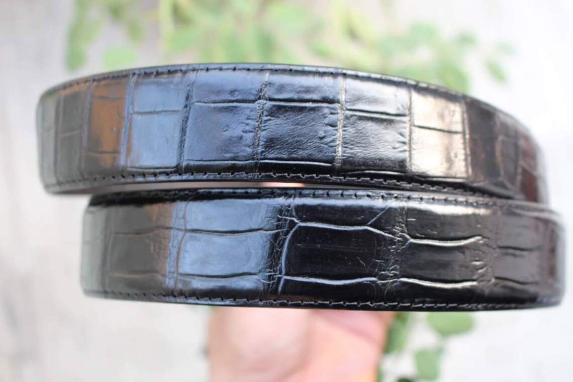 Black Alligator Leather Men Belt Exotic Belt Alligator Etsy