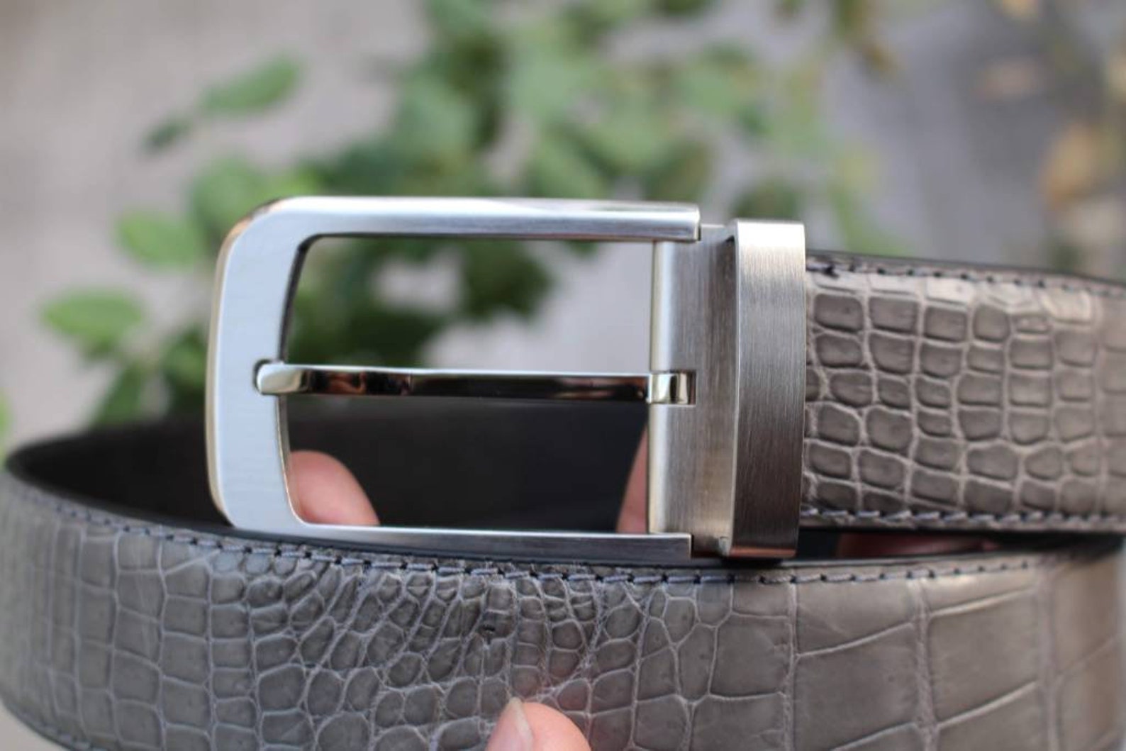 Gray Alligator Leather Men Belt Exotic Belt Alligator Belt Etsy