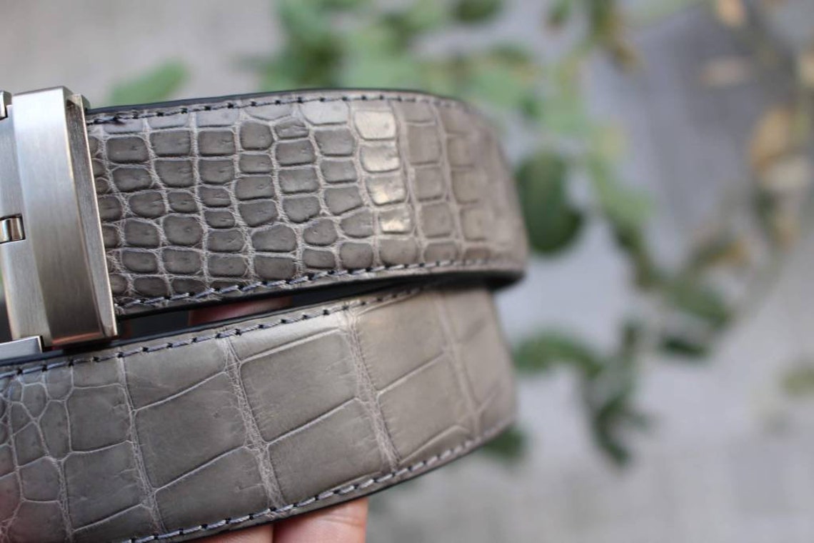 Gray Alligator Leather Men Belt Exotic Belt Alligator Belt Etsy
