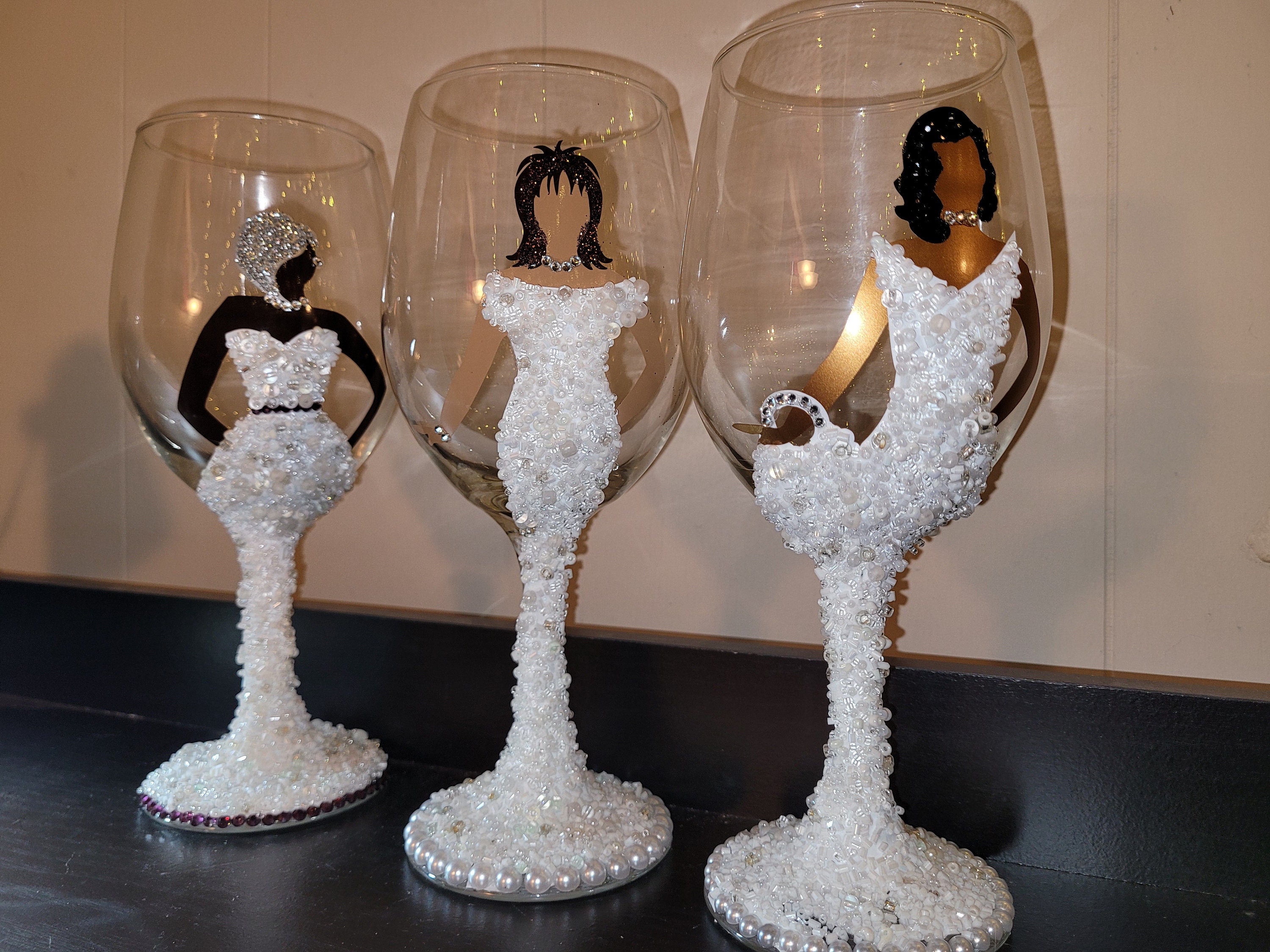 Inspired Louis Vuitton Glittered Rhinestone Wine Glasses