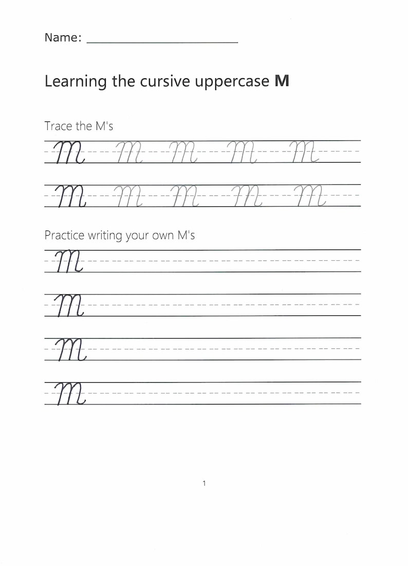 Cursive Letter Worksheets for Every Letter Instant Download - Etsy