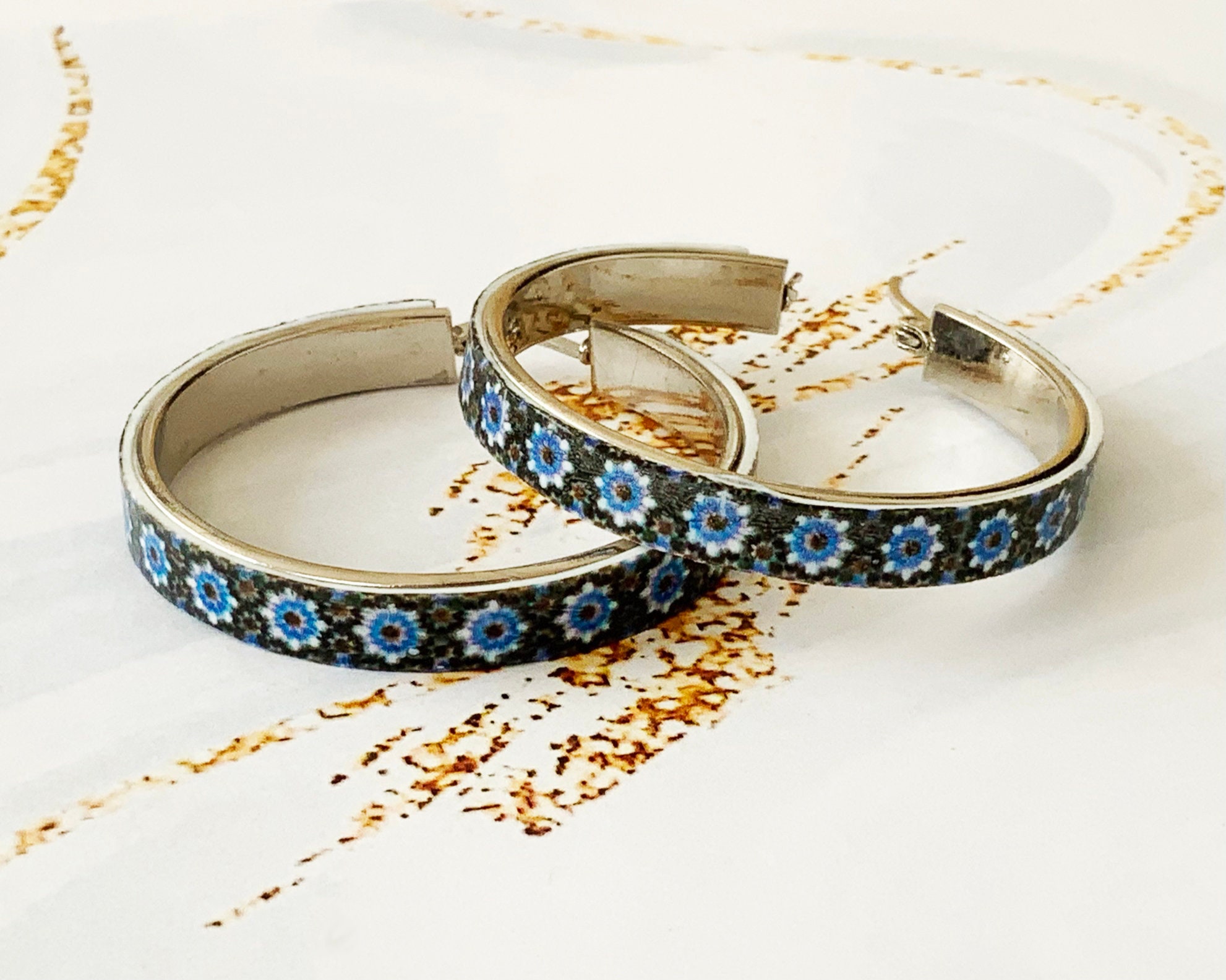 Big hoop earrings Spanish Porcelain earrings Tile earrings Etsy