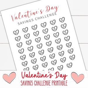 Valentine&#39;s Day Savings Challenge, Savings Tracker Printable, Money Saving Challenge, Date Night Savings Challenge, Holiday Finance Tracker