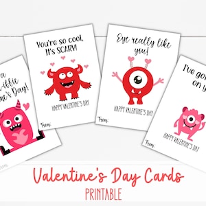 Cartoline di San Valentino per bambini, San Valentino divertenti per la classe dei bambini, Regali divertenti per i bambini, Mostro San Valentino stampabile, Scambio di classe