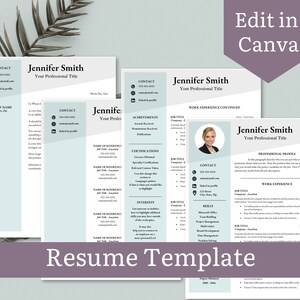Resume Template | Professional Resume with Photo, Cover Letter, and References | CV Template | Modern and Creative Resume to Edit in Canva
