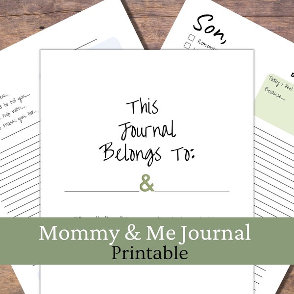 Mommy and Me Journal Template | Kid's Journal Printable | Mom and Me Gift For Boy or Son