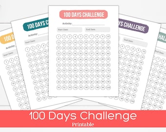 100 Days Challenge, No Spend Challenge,  Money Saving Challenge, 10k in 100 Days, Goal Tracker, Fitness Tracker, One day at a time