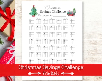 Christmas Savings Challenge | Savings Tracker Printable | Money Challenge | Fun Holiday Savings Chart | Debt Free Christmas