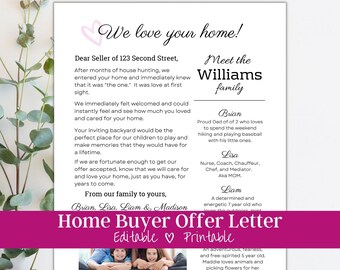 EDITABLE Home Offer Letter Template Letter to Seller Buyer Etsy EDITABLE Home Offer Letter Template Letter to Seller Buyer Etsy