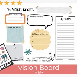 Vision Board Template, Goal board, Manifestation board, Vision Board Printables, 2024 Vision Board Planner, Positive Affirmations