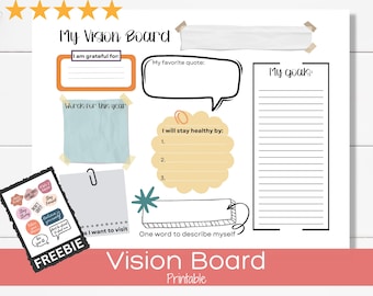 Vision Board Template, Goal board, Manifestation board, Vision Board Printables, 2024 Vision Board Planner, Positive Affirmations