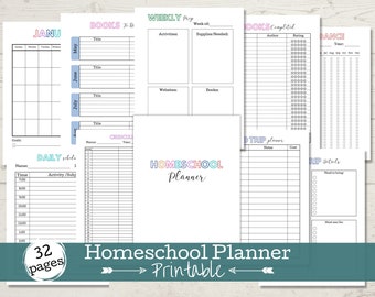 Homeschool Planner Printable, Teacher Planner, Academic Planner, Lesson Plan, Homeschool Calendar, Undated with Monthly and Daily Schedule