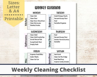 Adult Chore Chart, Cleaning Schedule, Weekly Cleaning Checklist Printable, Daily Cleaning Routine, Home Management,  Family Chore Chart