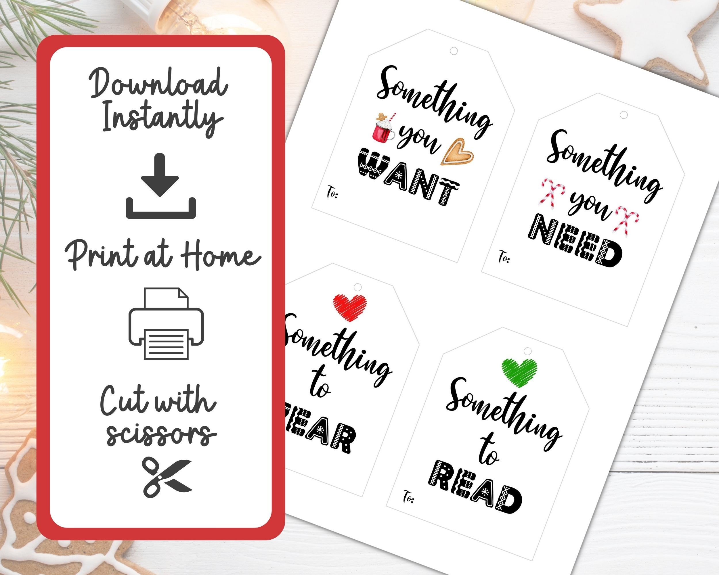 Four Gift Rule Christmas Gift Tags Printable Holiday Gift - Etsy