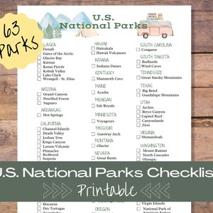 National Park Checklist Printable | United States National Parks Log | Travel Journal Insert | Adventure Gift | U.S. Park Challenge