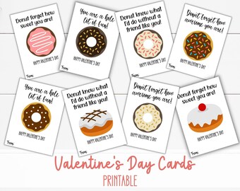 Valentine's Day Cards for Kids, Funny Valentines for Kid's Classroom, Fun Gifts For Kids, Donut Valentine printable, Classroom Exchange