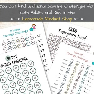 Monthly Money Savings Challenge For Kids Printable Money Challenge Tracker Money Goal Chart to Teach Kids How to Budget and Save image 8