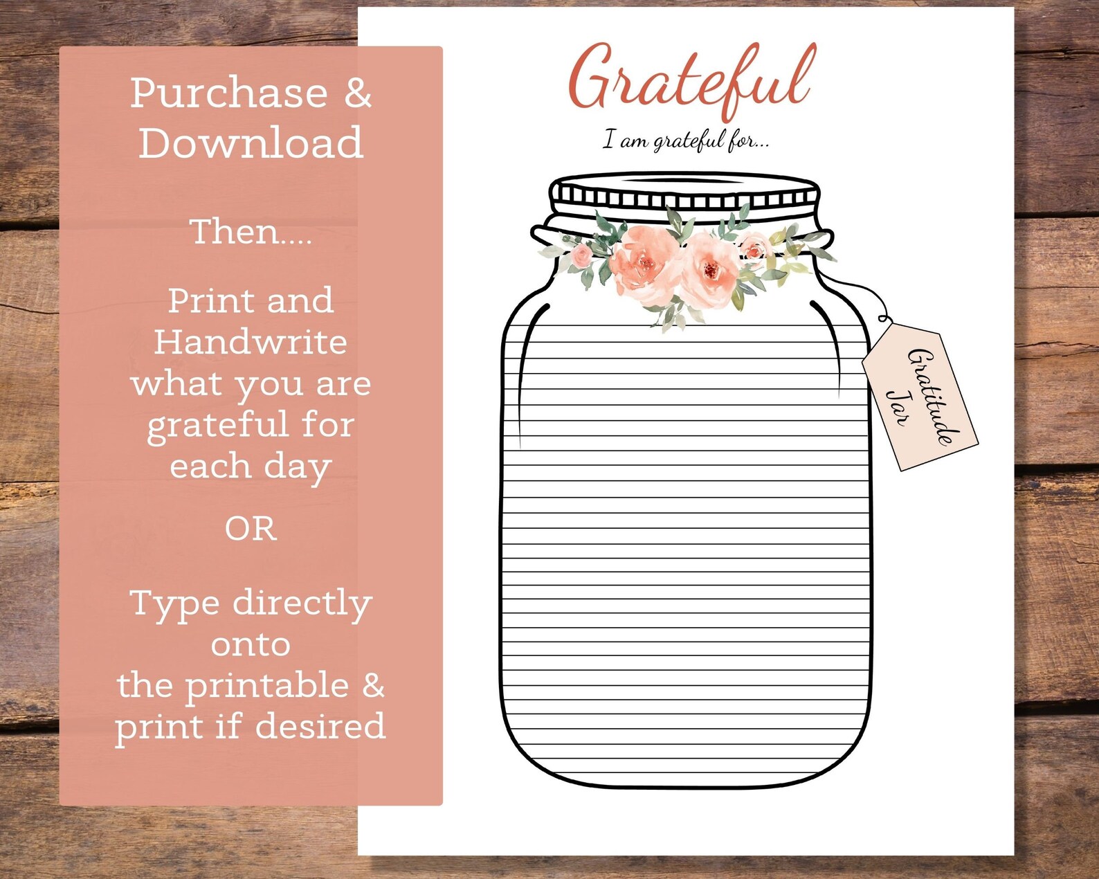 Gratitude Jar Printable Daily Mindfulness Practice Etsy