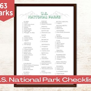 National Park Checklist | United States National Parks Log | National Parks Poster | Travel Gift | U.S Park Challenge | National Park Print