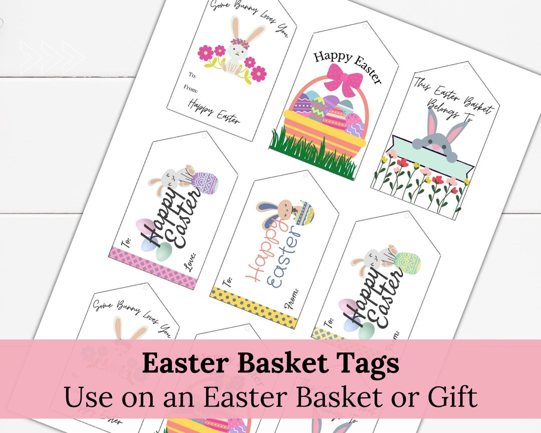 Easter Basket Gift Tags, Easter Basket Boy, Easter Baseket Girl, Easter