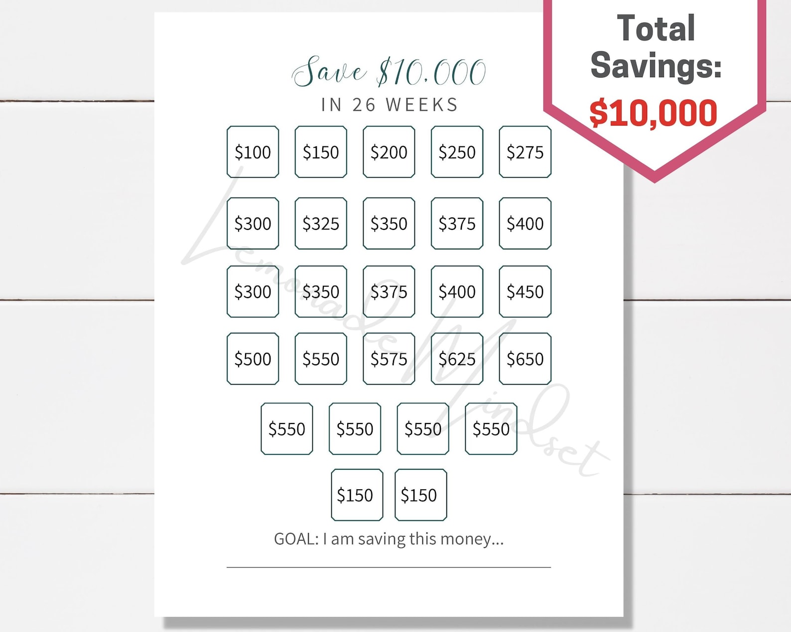 26 Week Savings Challenge Printable, Savings Tracker, Money Challenge ...