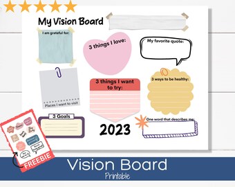 Minimalist Printable Vision Board Templateprintable Dream - Etsy UK