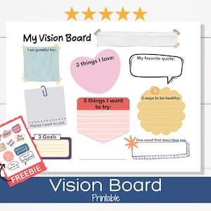 Vision Board Template, Goal board, Manifestation board, Vision Board Printables for Kids, 2024 Vision Board Planner, Positive Affirmations