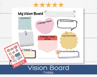 Vision Board Template, Goal board, Manifestation board, Vision Board Printables for Kids, 2024 Vision Board Planner, Positive Affirmations