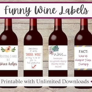 Funny Wine Label Printable | Fun Wine Bottle Gift Idea | Gift Box, Bag, or Basket Item For A Friend
