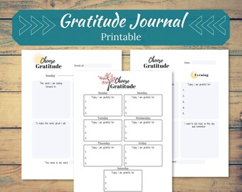 Diario de gratitud imprimible / Práctica de atención plena / Avisos de gratitud