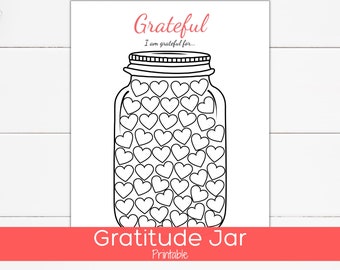 Gratitude Jar Printable, Gratitude Journal, Gratitude Challenge, Mindfulness Journal, Memory Jar, Jar of Thanks, Mindfulness for Kids