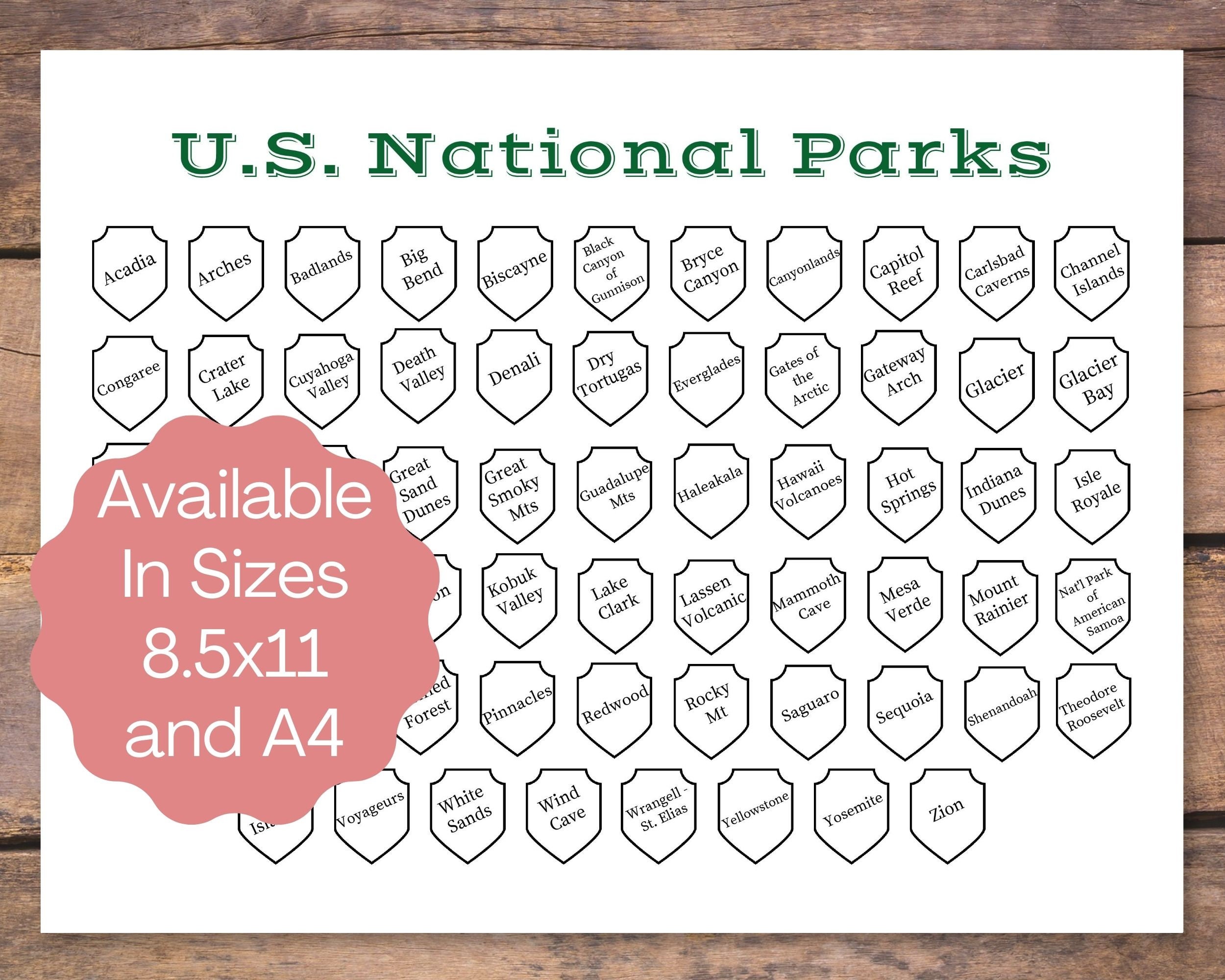 US National Parks Printable United States National Parks - Etsy