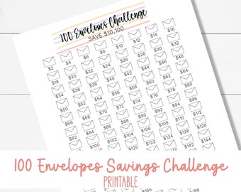 100 Envelope Challenge, 10k Savings Challenge, 10k in 100 Days, Money Challenge, 100 days challenge to Save Money, No spend challenge