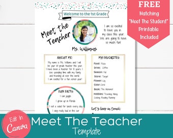 Meet The Teacher Template, Editable Welcome Back To School Flyer, Meet Your Teacher Newsletter, Meet The Student Printable