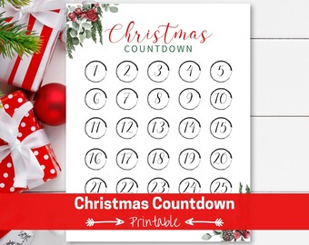 Christmas Countdown Printable | Christmas Advent Calendar | Countdown Calendar | 25 Days of Christmas Sign