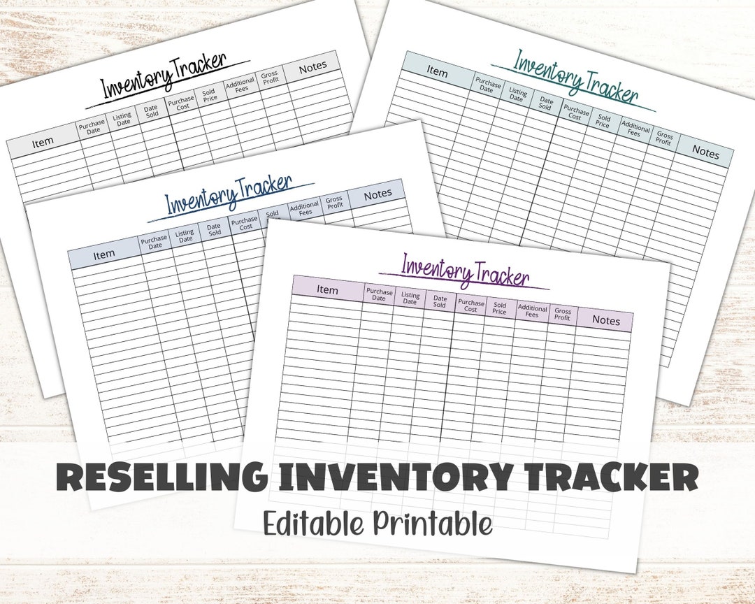 Reselling Inventory Tracker Editable Inventory Sheet Printable